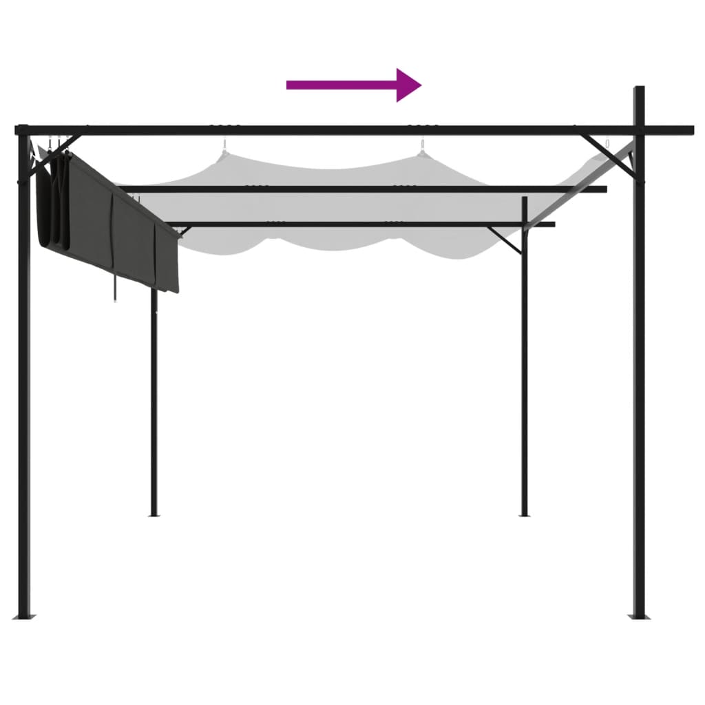 Pergola sisäänvedettävä katto antrasiitti 295x292x230 cm