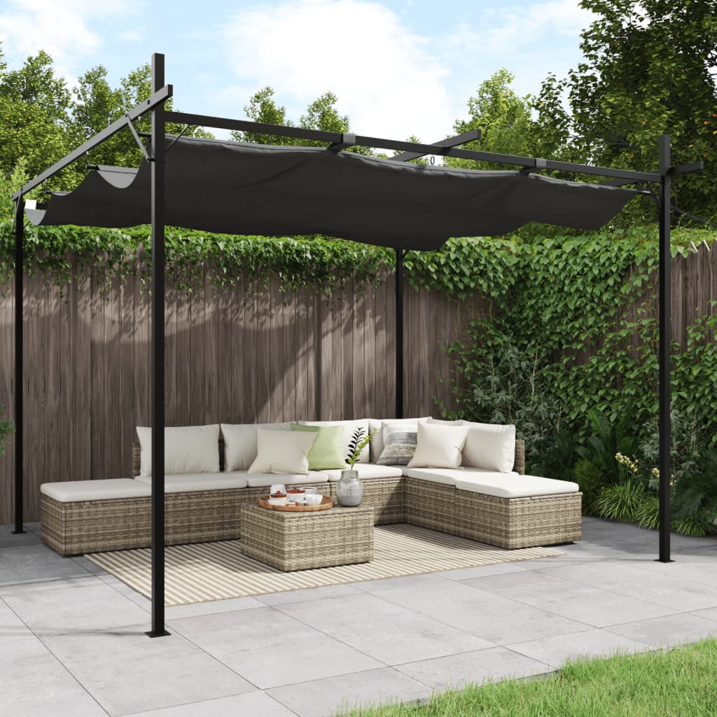 Pergola sisäänvedettävä katto antrasiitti 295x292x230 cm