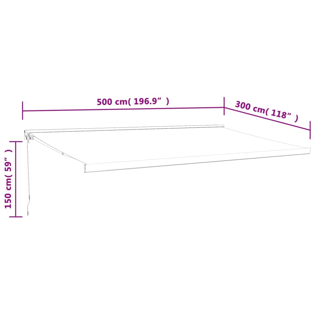 Retractable awning cream 5x3 m fabric/aluminum