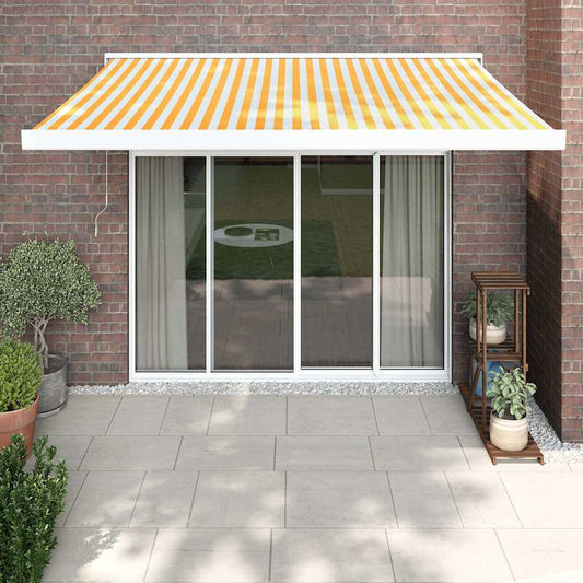 Retractable awning yellow and white 3x2.5 m fabric/aluminum