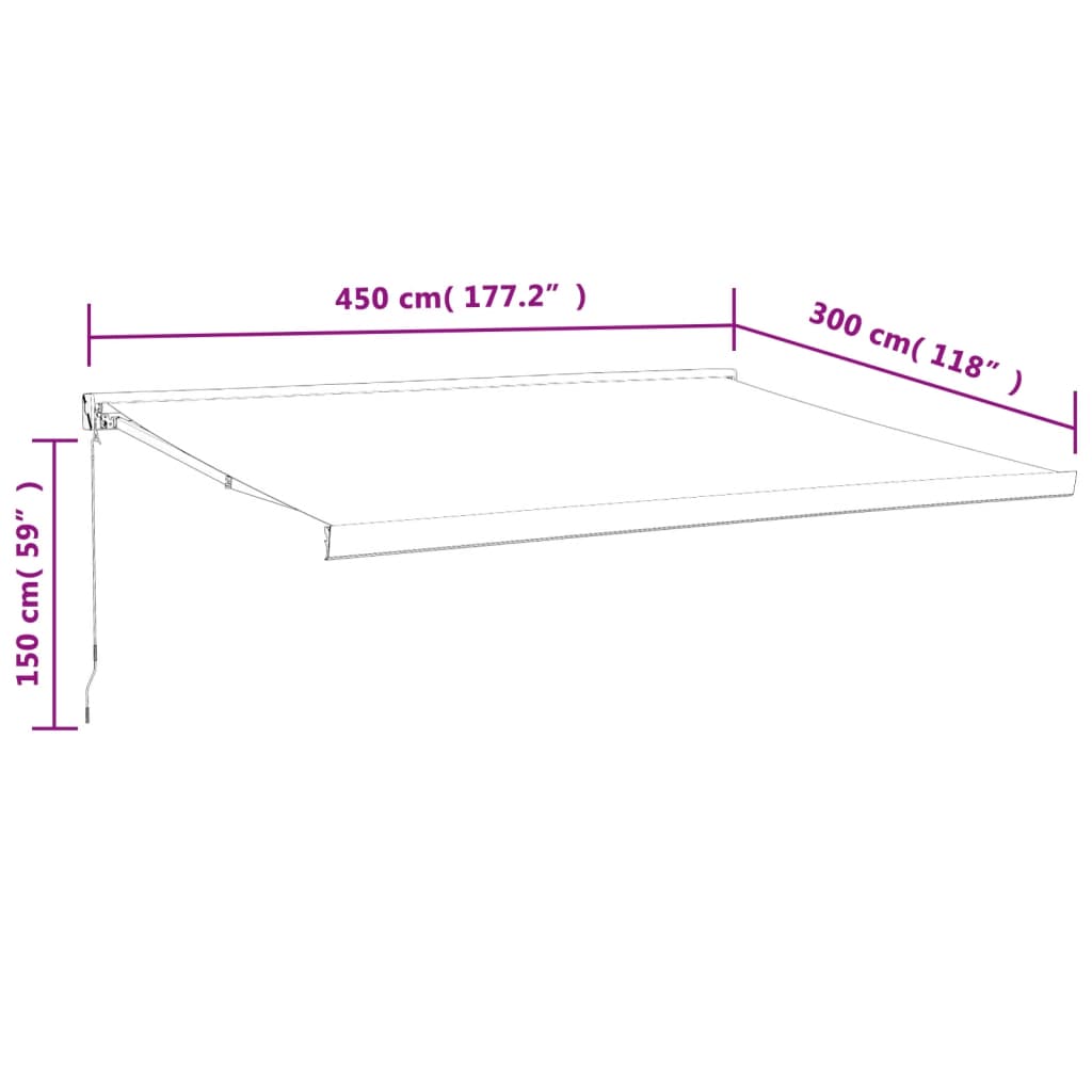 Retractable awning yellow and white 4.5x3 m fabric/aluminum