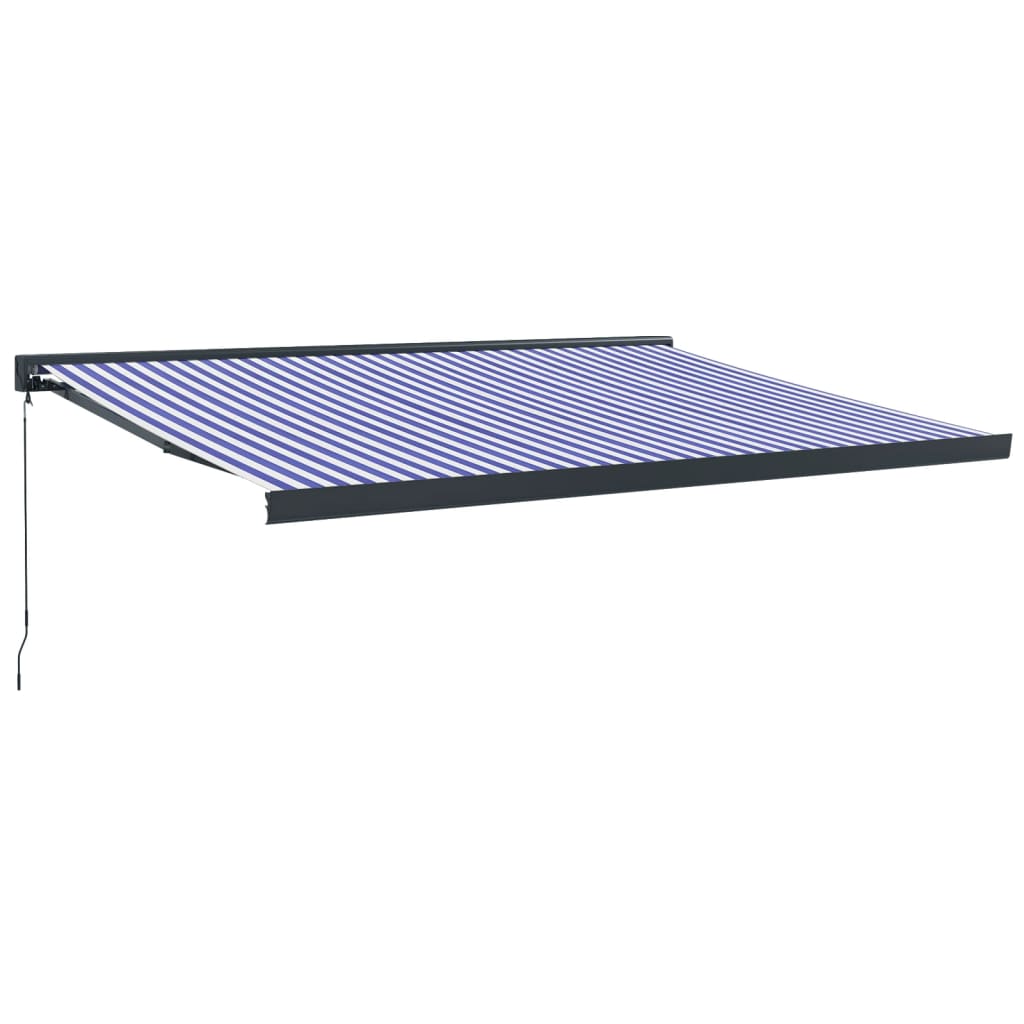 Retractable awning blue and white 4.5x3 m fabric/aluminum