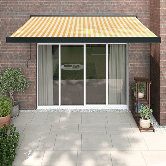 Retractable awning yellow and white 3x2.5 m fabric/aluminum