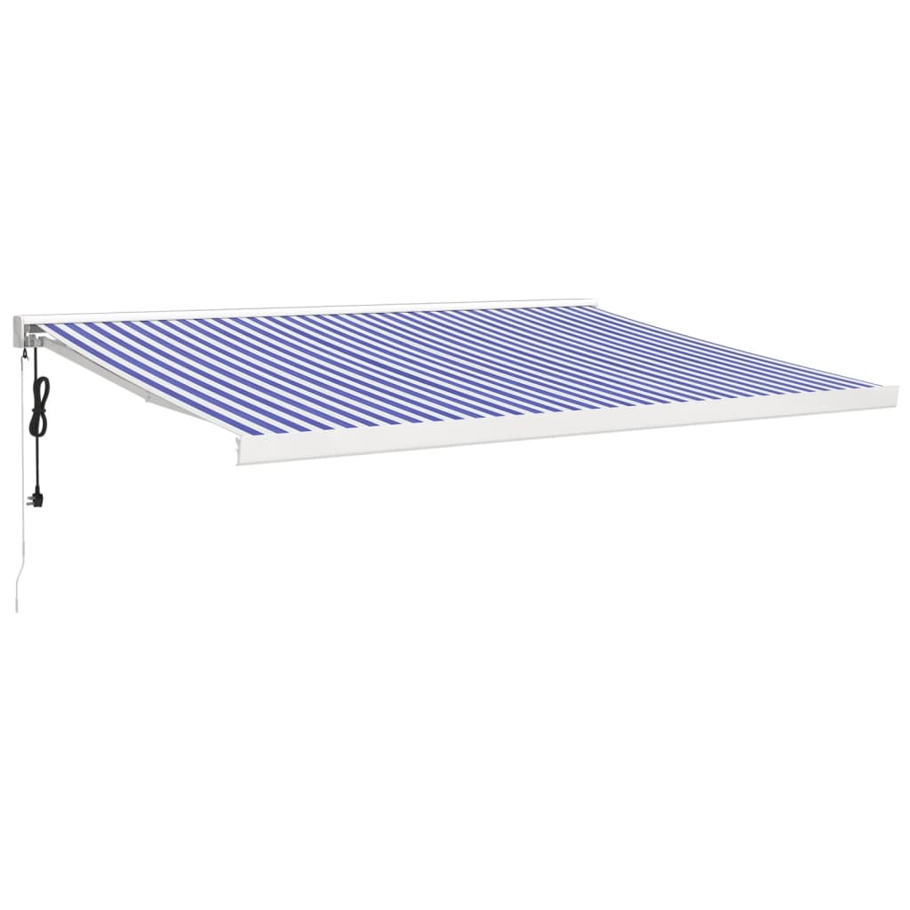 Retractable awning blue and white 4.5x3 m fabric/aluminum