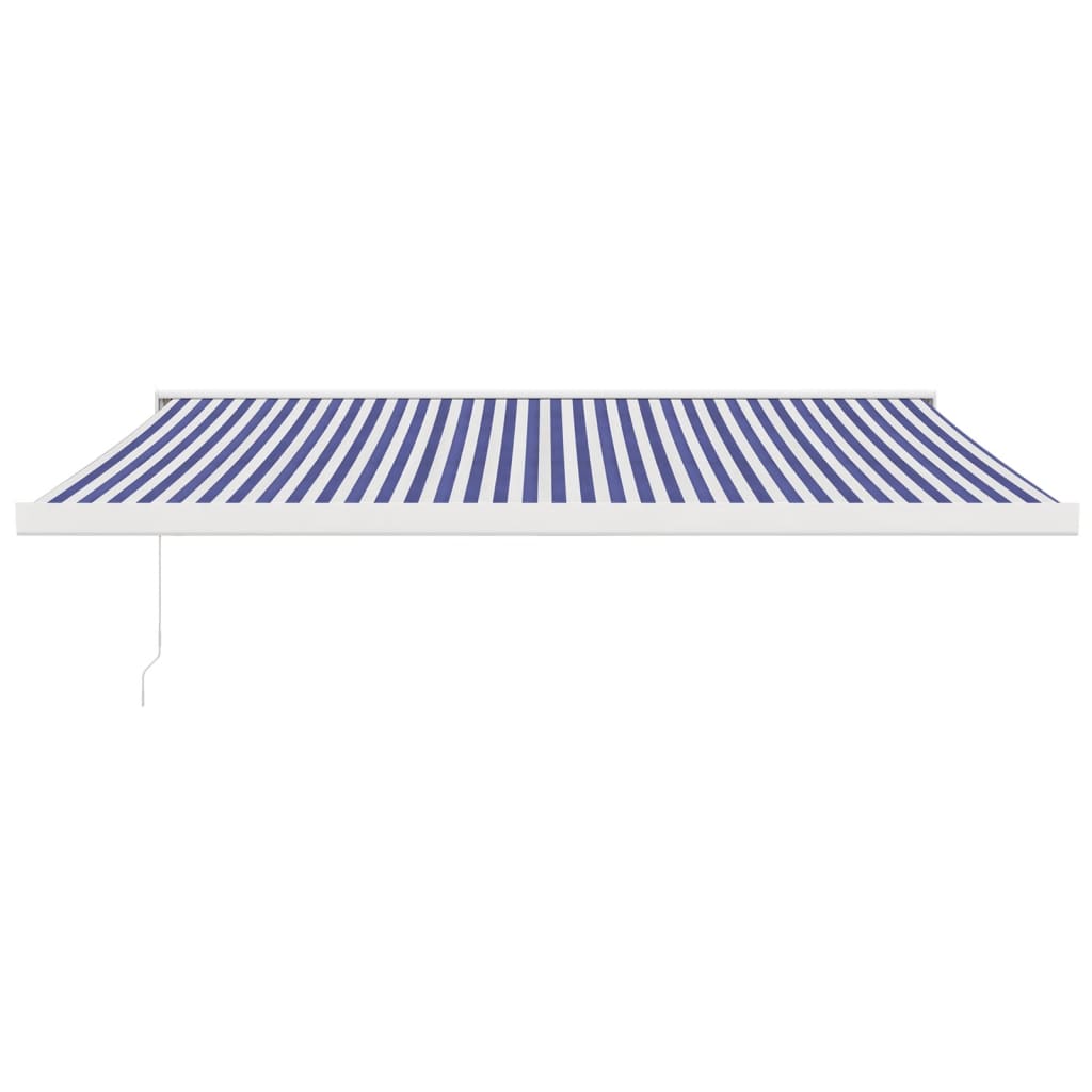 Retractable awning blue and white 4.5x3 m fabric/aluminum