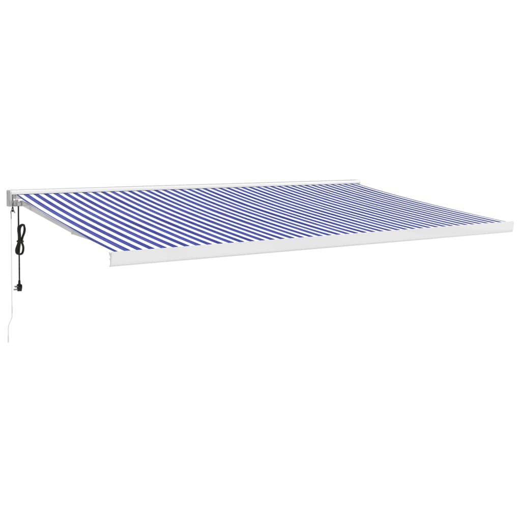 Retractable awning blue and white 5x3 m fabric/aluminum