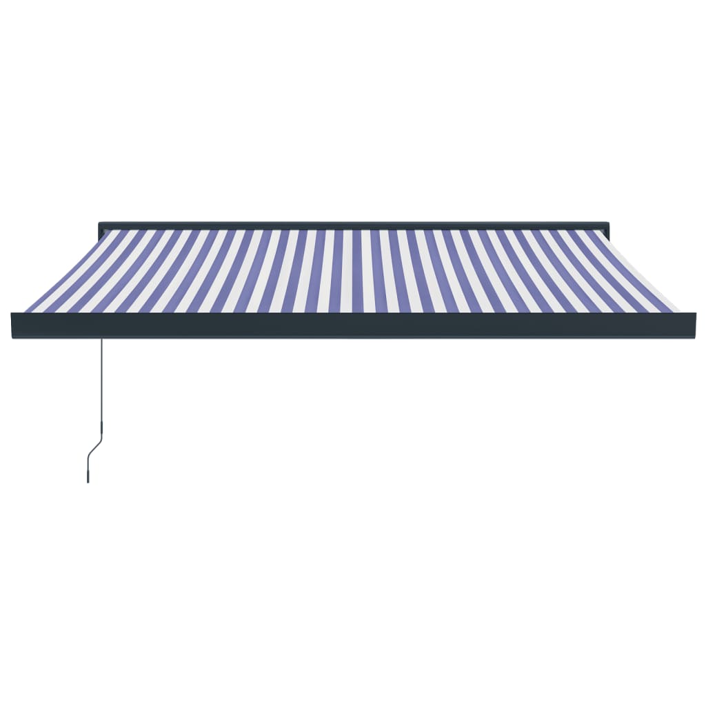 Retractable awning blue and white 3x2.5 m fabric/aluminum