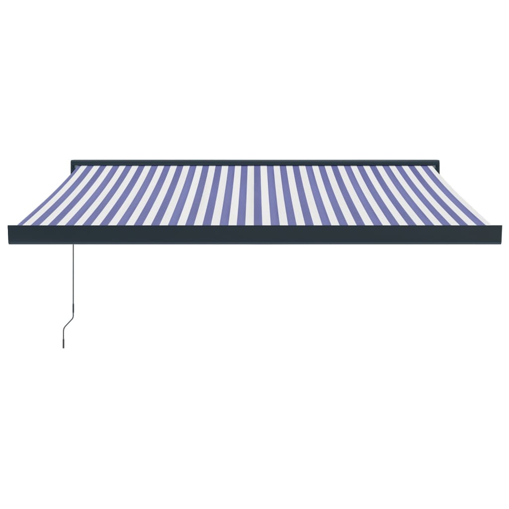 Retractable awning blue and white 3.5x2.5 m fabric/aluminum