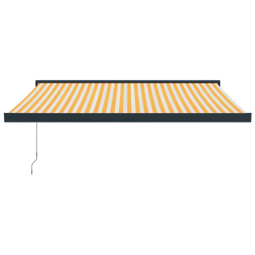 Retractable awning yellow and white 3.5x2.5 m fabric/aluminum