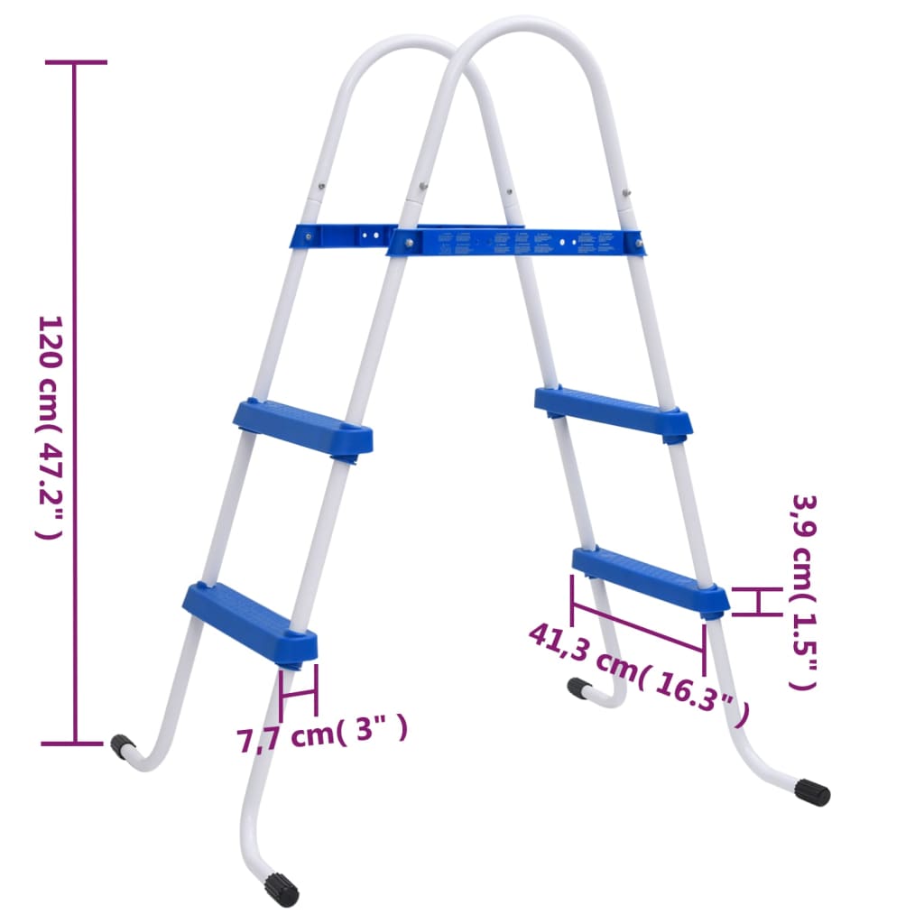 Uima-altaan tikkaat 84 cm sinivalkoinen teräs