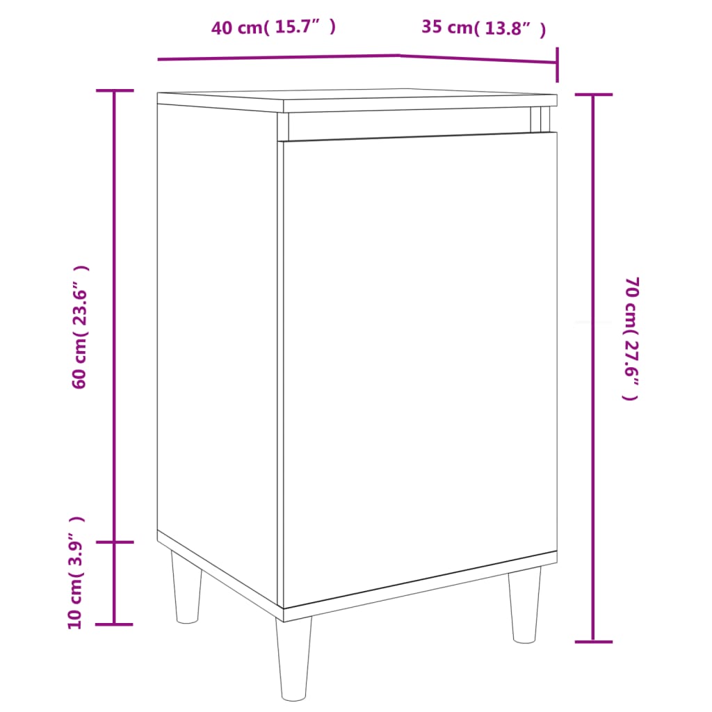 Yöpöydät 2 kpl ruskea tammi 40x35x70 cm tekninen puu