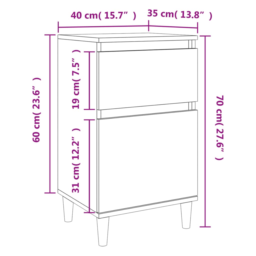 Yöpöydät 2 kpl ruskea tammi 40x35x70