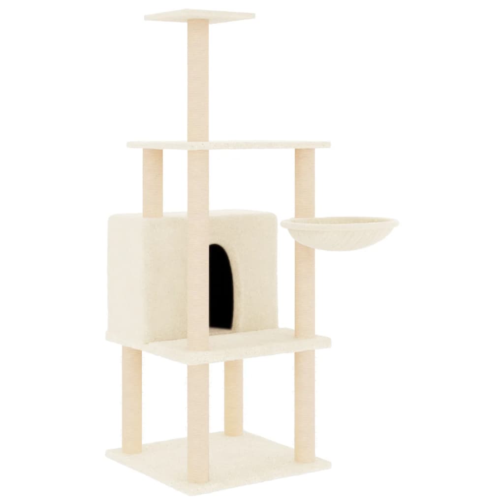 Cat climbing tree with sisal scratching posts cream 132 cm