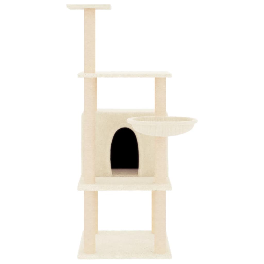 Cat climbing tree with sisal scratching posts cream 132 cm