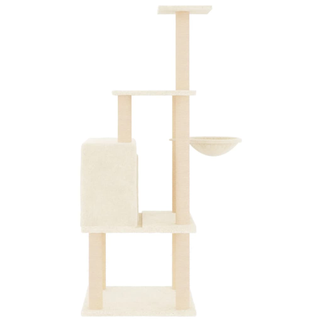 Cat climbing tree with sisal scratching posts cream 132 cm