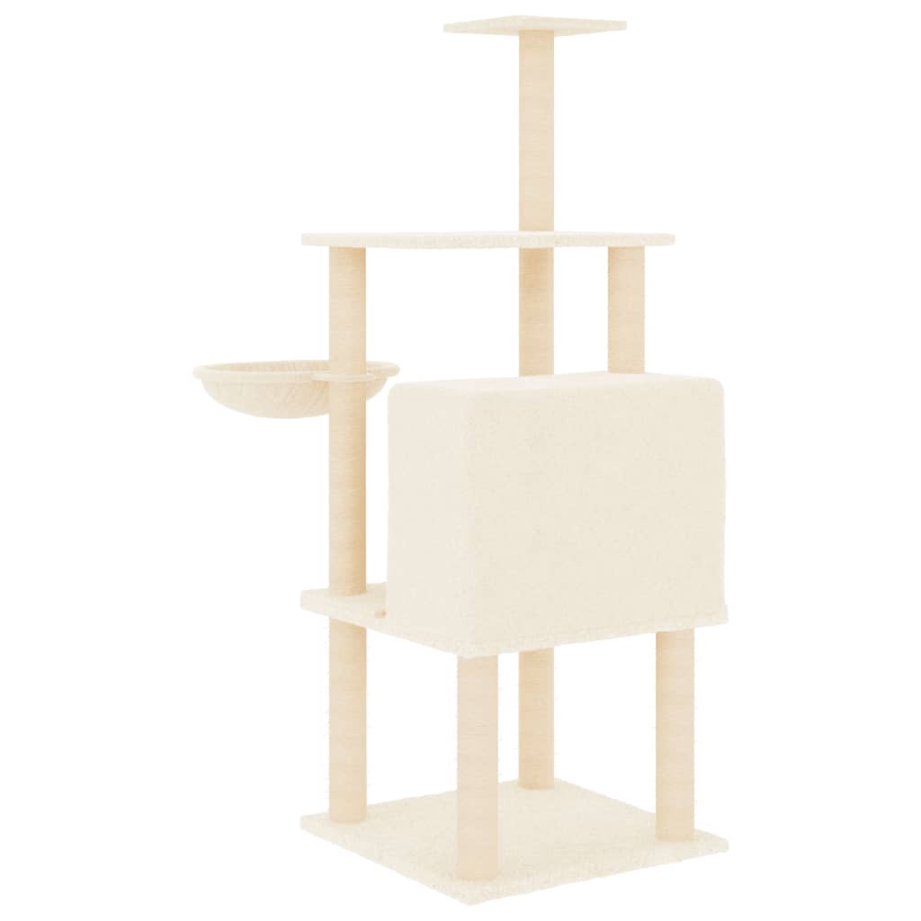 Cat climbing tree with sisal scratching posts cream 132 cm