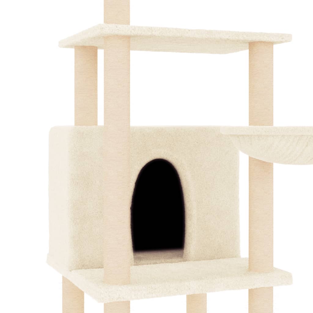 Cat climbing tree with sisal scratching posts cream 132 cm