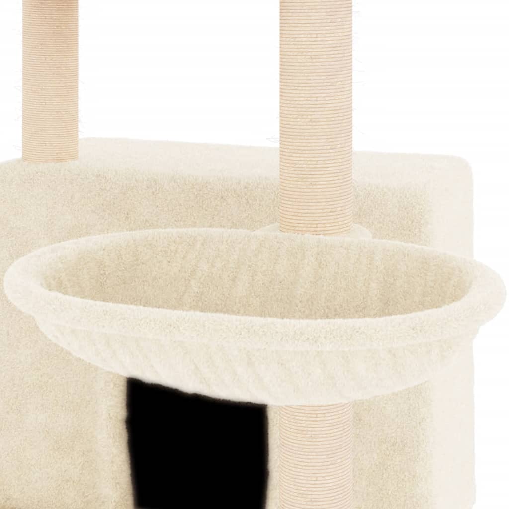 Cat climbing tree with sisal scratching posts cream 132 cm