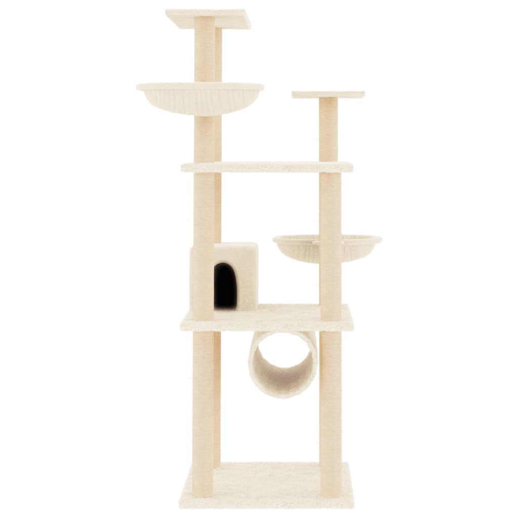 Cat climbing tree with sisal scratching posts cream 141 cm