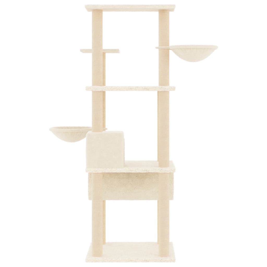 Cat climbing tree with sisal scratching posts cream 141 cm