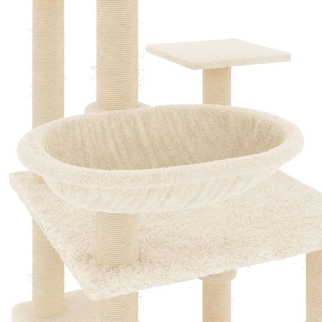 Cat climbing tree with sisal scratching posts cream 141 cm