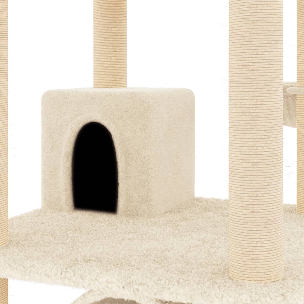 Cat climbing tree with sisal scratching posts cream 141 cm