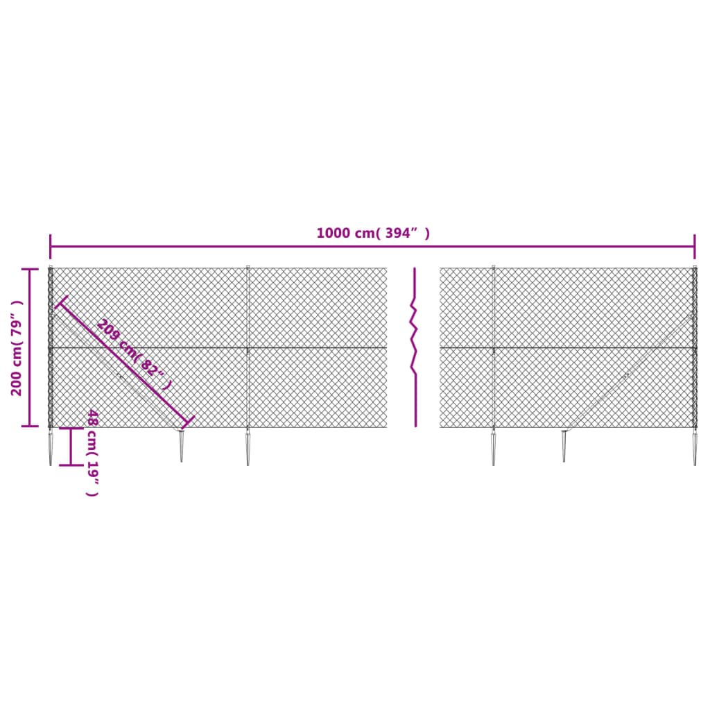 Verkkoaita maapiikeillä hopea 2x10 m