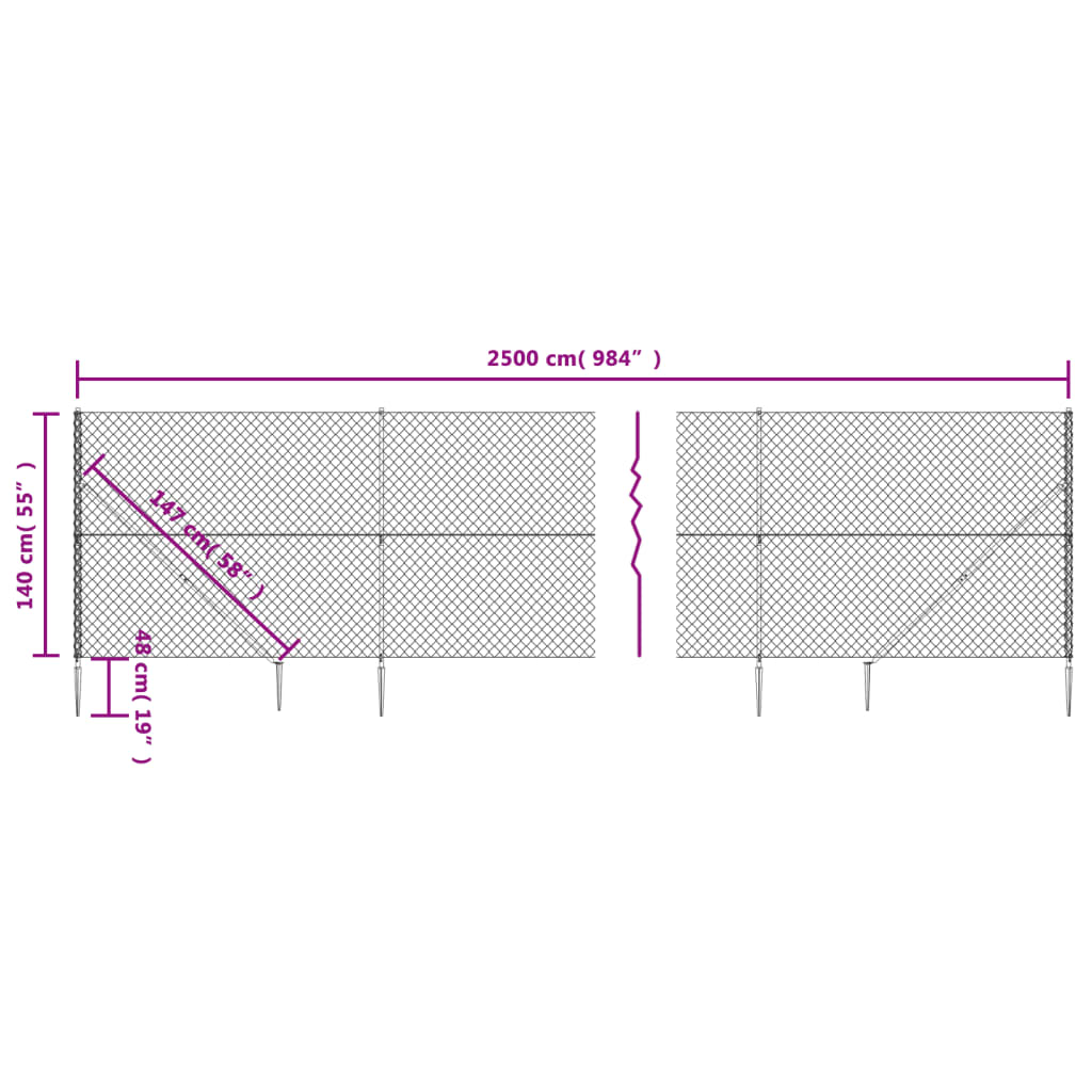 Verkkoaita maapiikeillä hopea 1,4x25 m