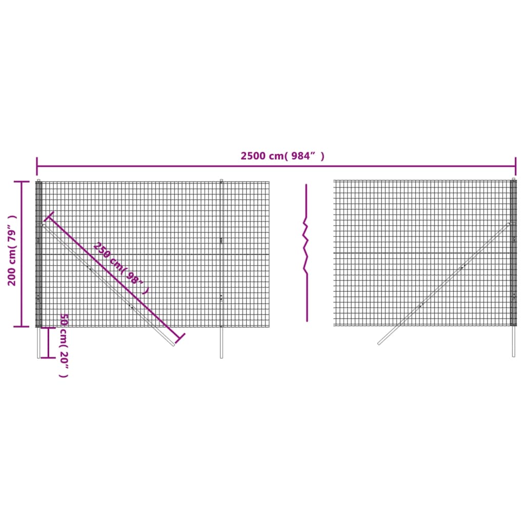 Verkkoaita vihreä 2x25 m galvanoitu teräs