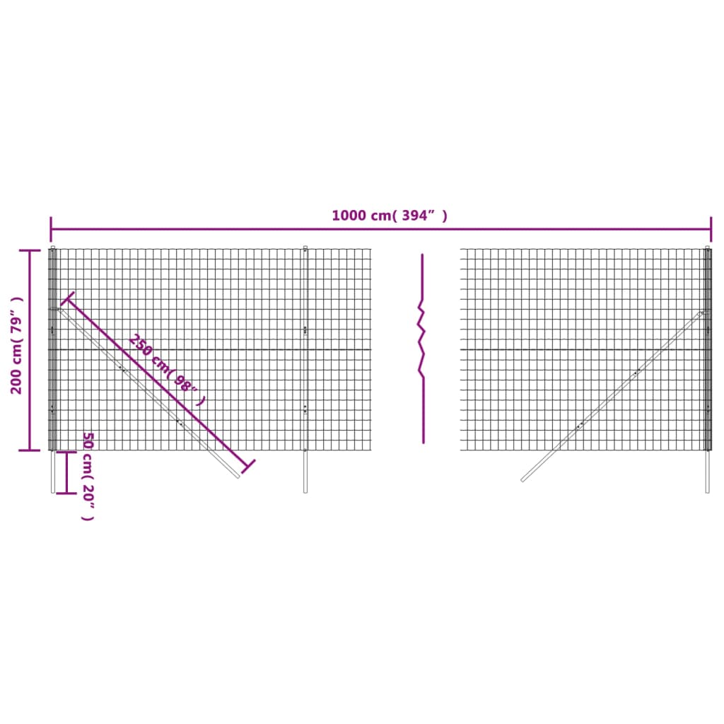 Verkkoaita vihreä 2x10 m galvanoitu teräs