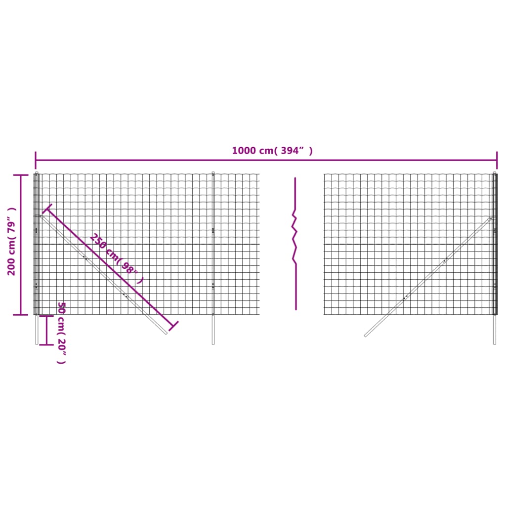 Verkkoaita vihreä 2x10 m galvanoitu teräs