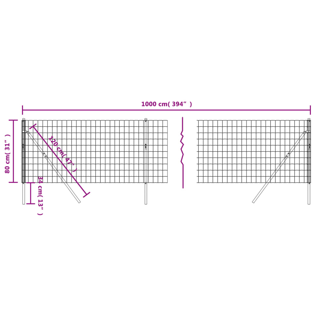 Verkkoaita antrasiitti 0,8x10 m galvanoitu teräs