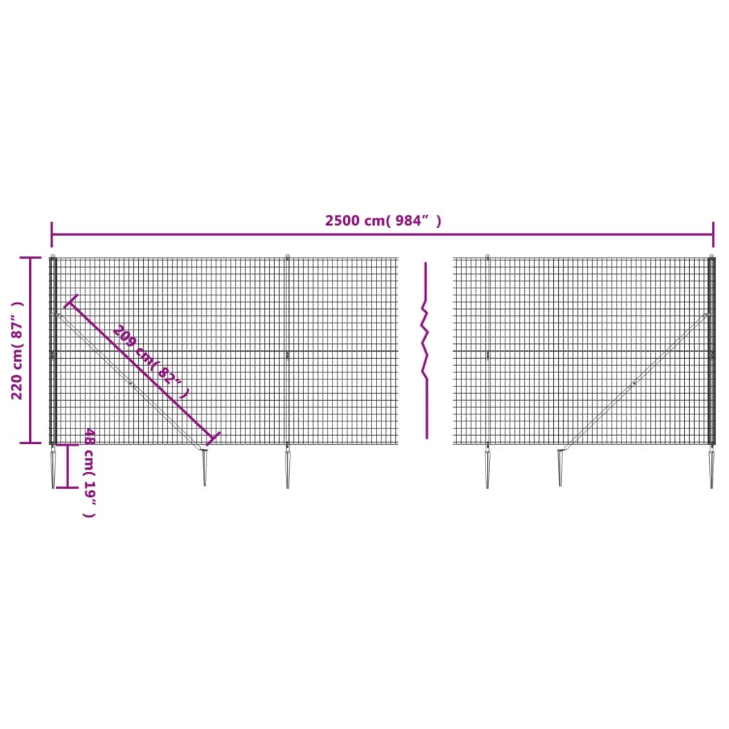 Verkkoaita maapiikeillä antrasiitti 2,2x25 m