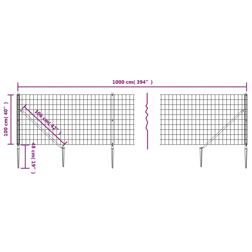 Verkkoaita maapiikeillä antrasiitti 1x10 m