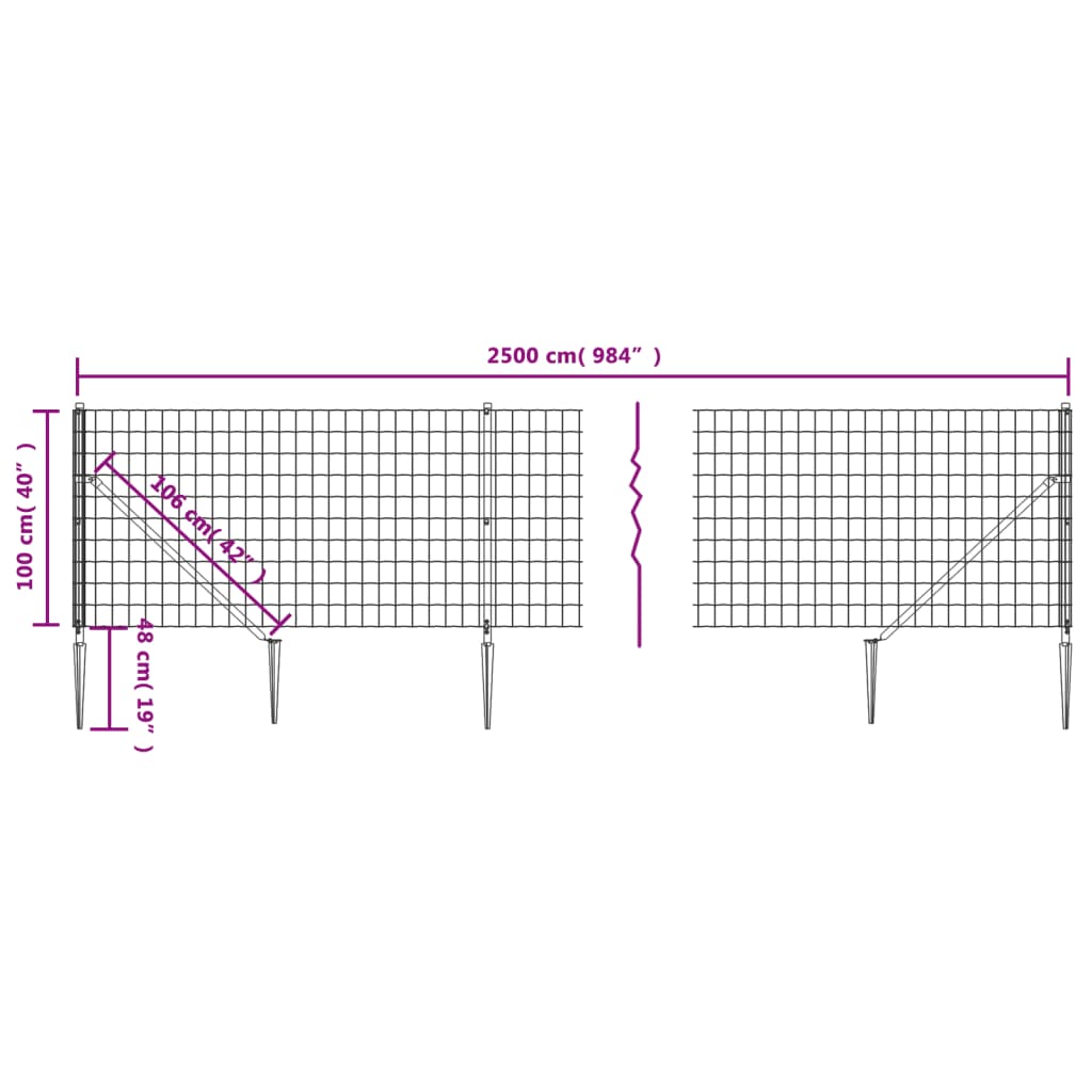 Verkkoaita maapiikeillä antrasiitti 1x25 m