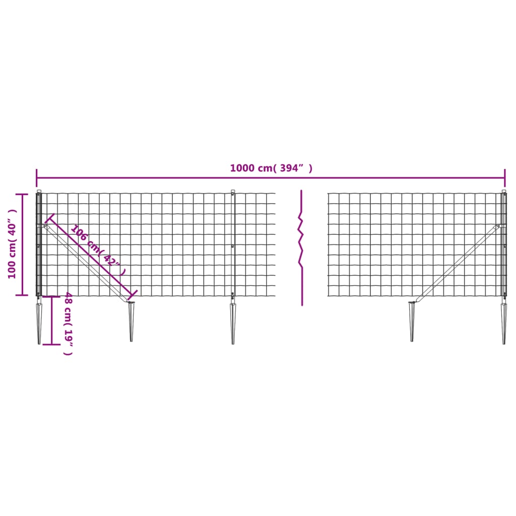 Verkkoaita maapiikeillä antrasiitti 1x10 m