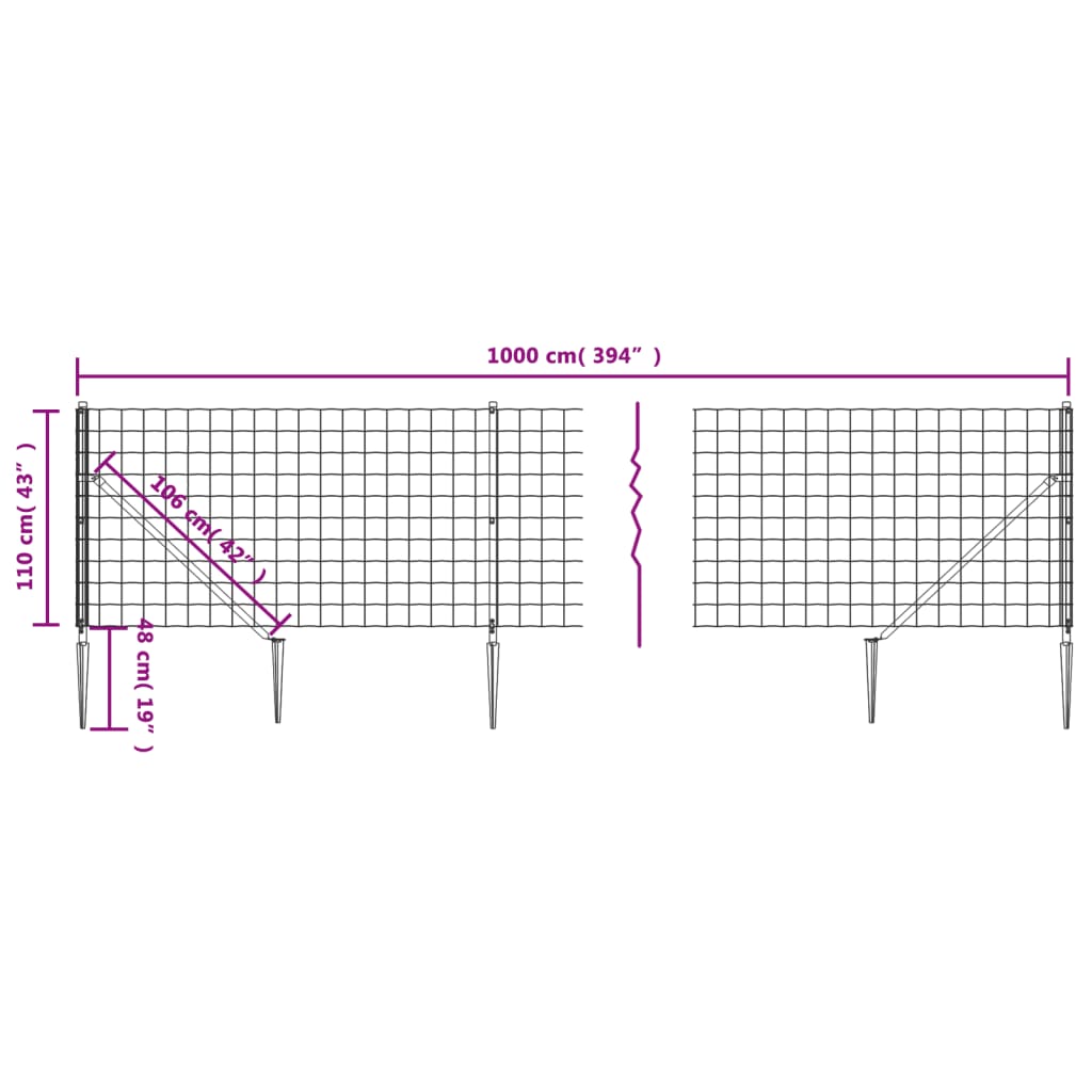 Verkkoaita maapiikeillä antrasiitti 1,1x10 m