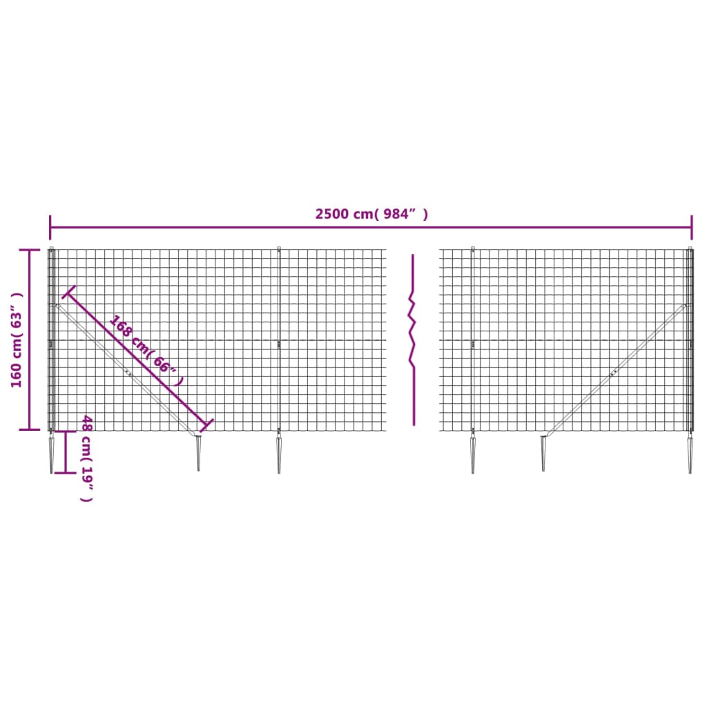 Verkkoaita maapiikeillä antrasiitti 1,6x25 m