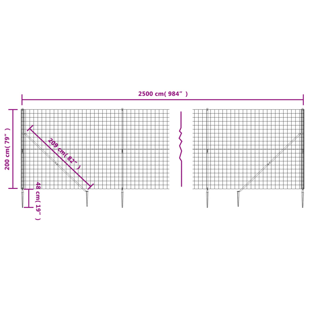 Verkkoaita maapiikeillä antrasiitti 2x25 m