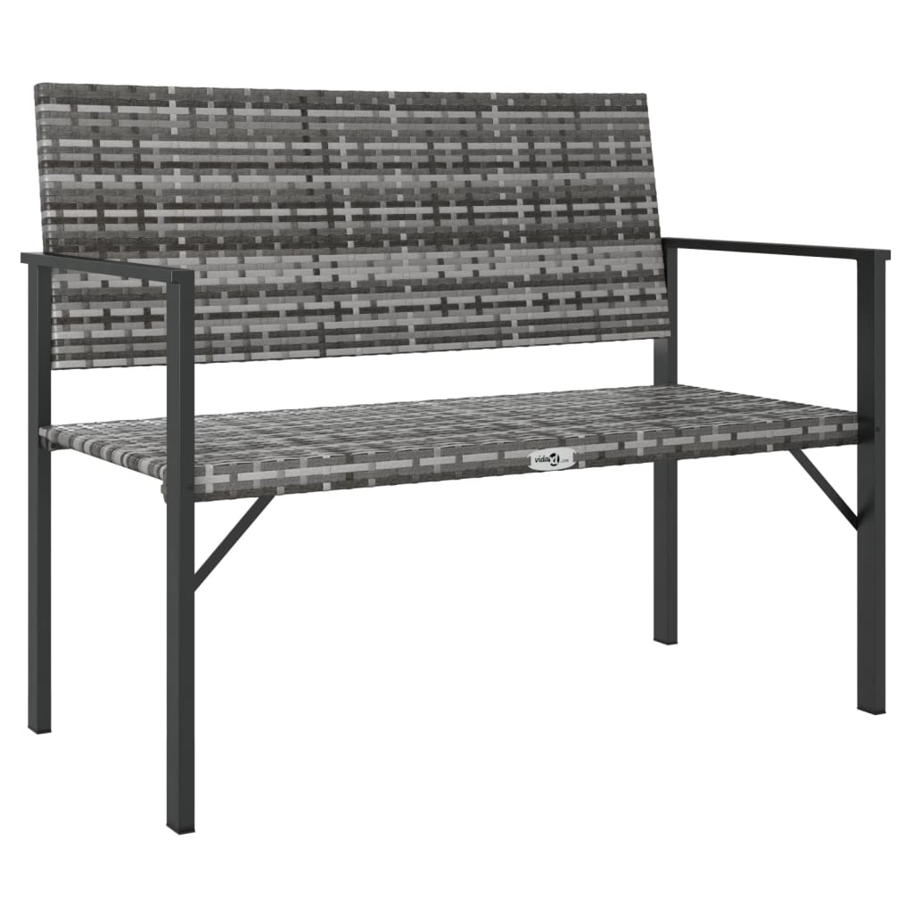 2-seater garden bench, grey polyrattan