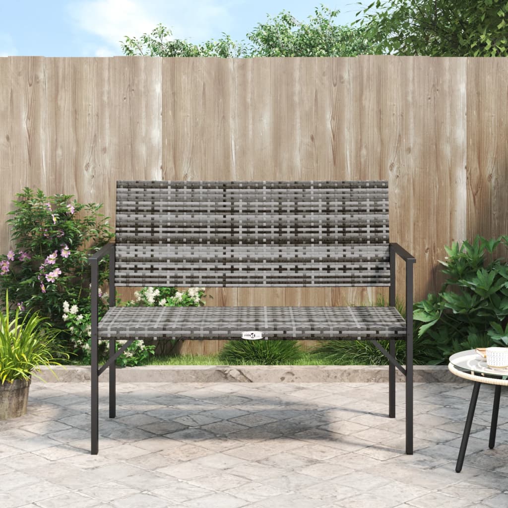 2-seater garden bench, grey polyrattan