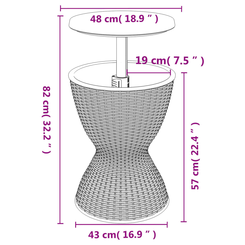 3-in-1 Cold Table Black Polypropylene