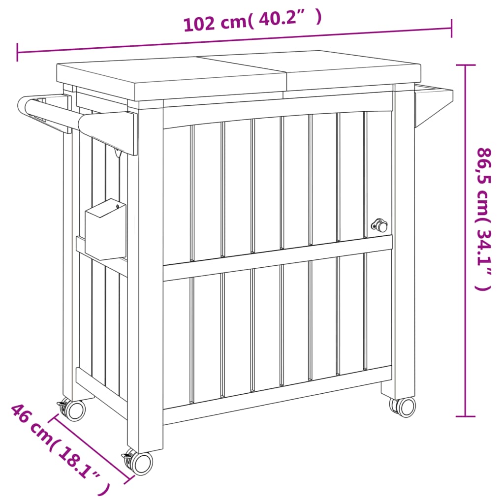 3-in-1-Servierwagen aus schwarzem Polypropylen