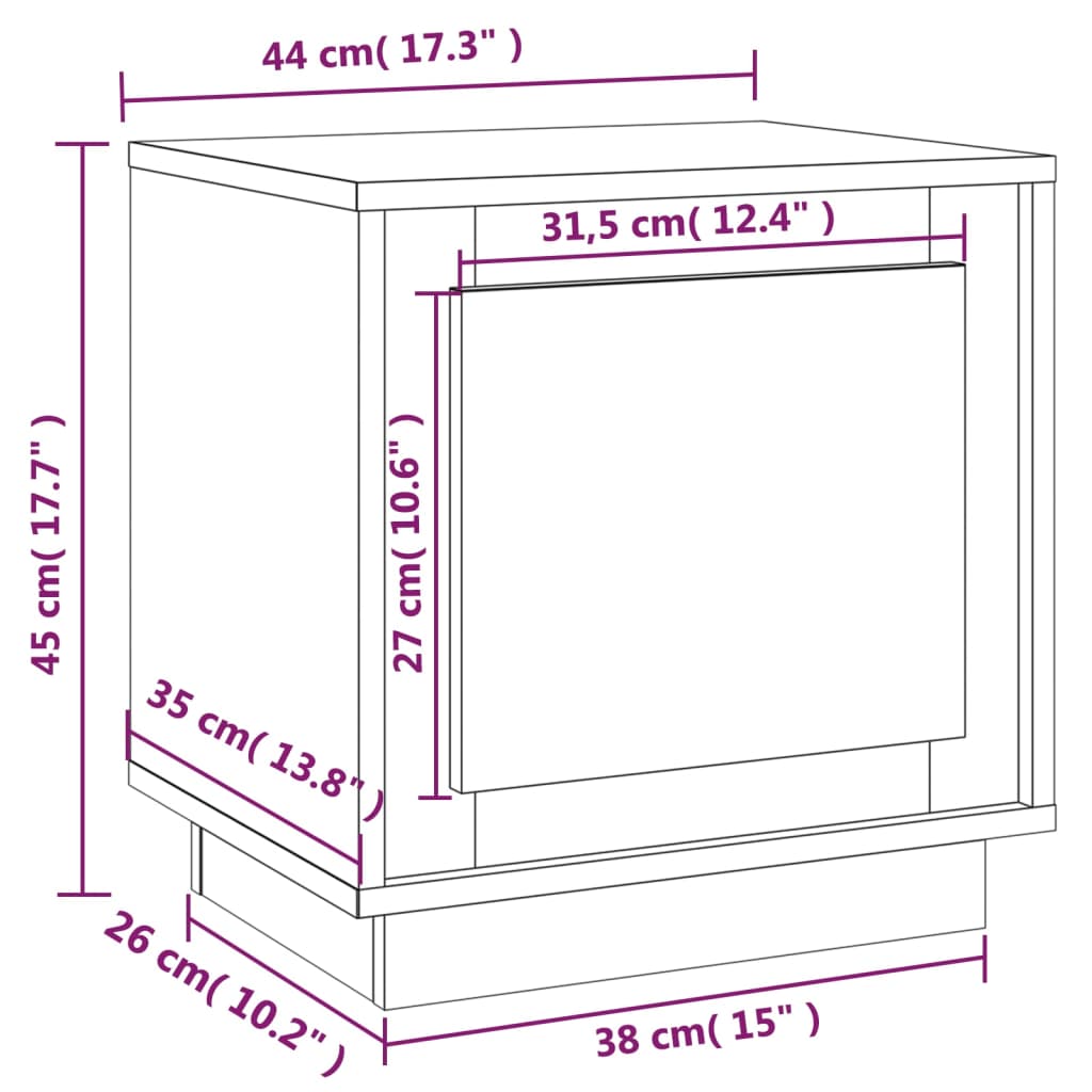 Yöpöydät 2 kpl musta 44x35x45 cm tekninen puu