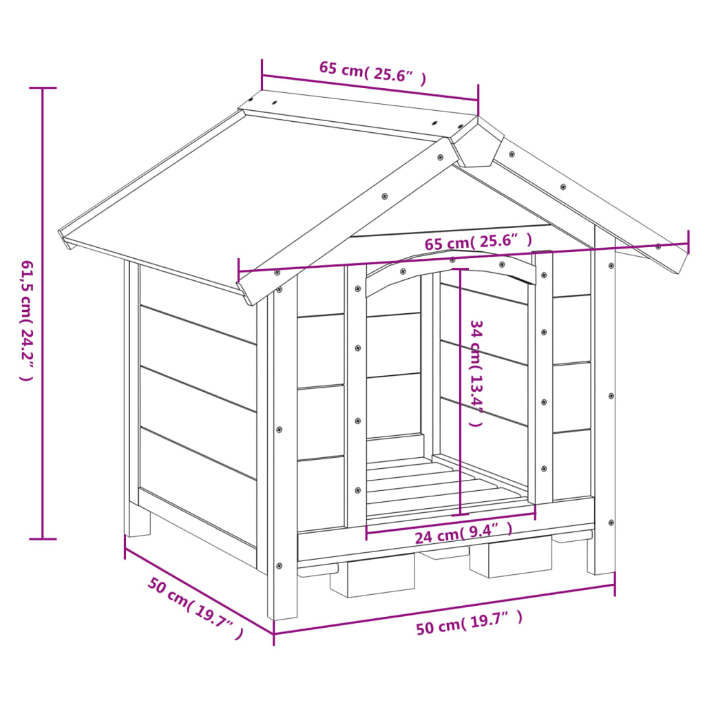 Koirankoppi mokka 65x65x61,5 cm täysi mänty