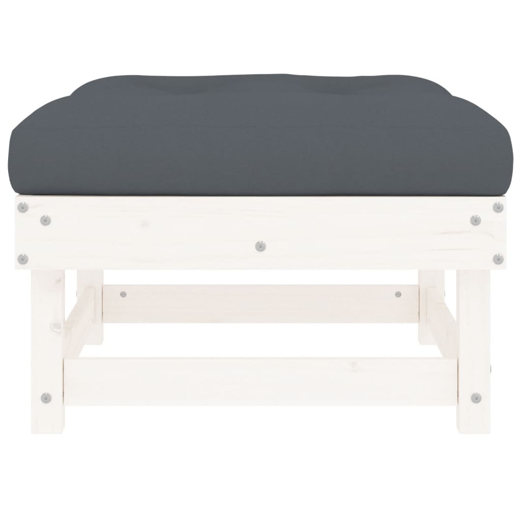 Outdoor stool with cushion, white solid pine