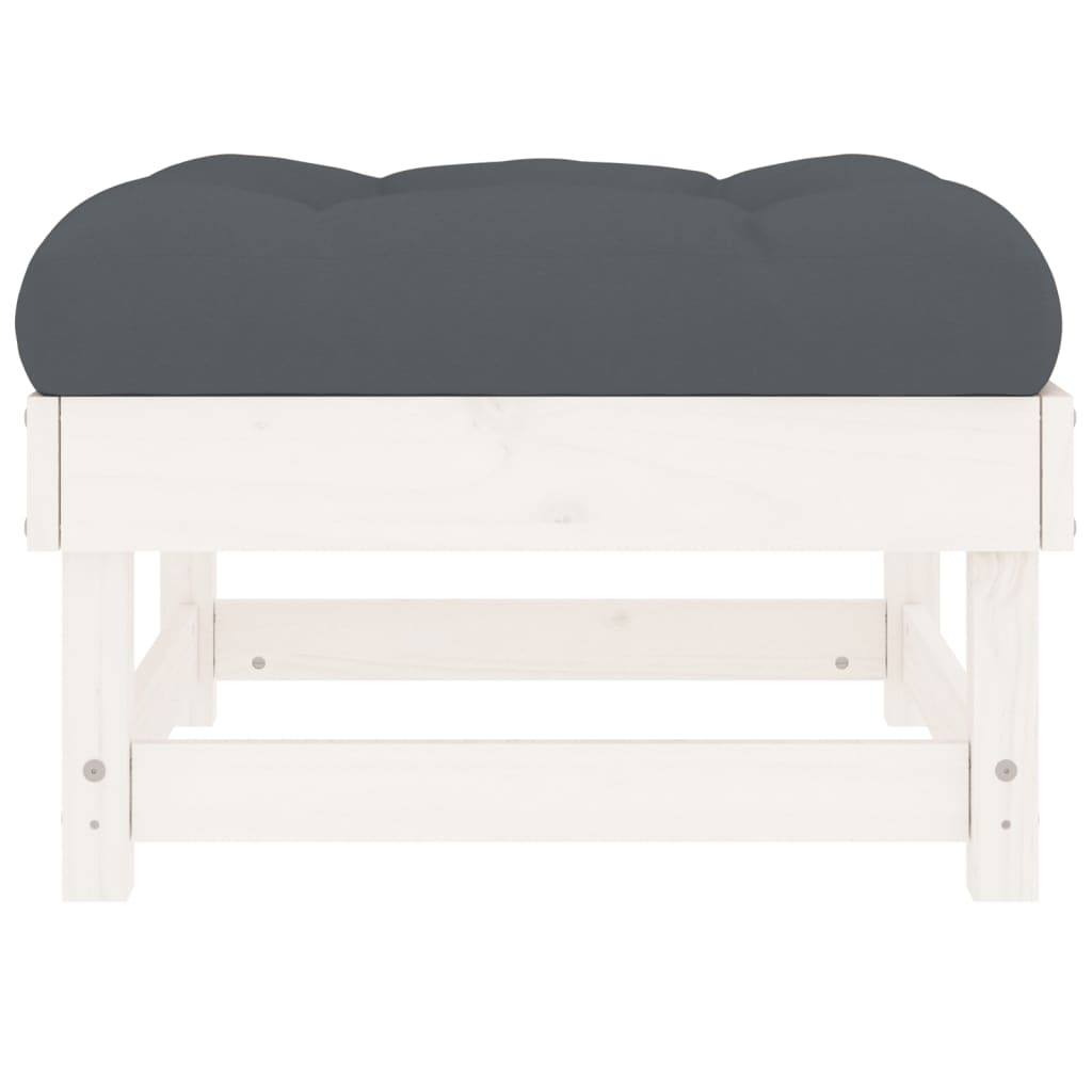 Outdoor stool with cushion, white solid pine