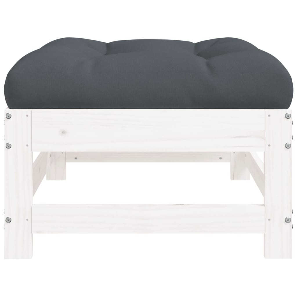 Outdoor stool with cushion, white solid pine