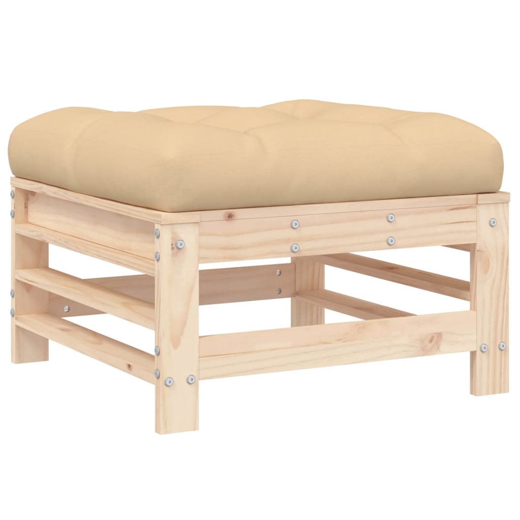 Outdoor stool with cushion, solid pine