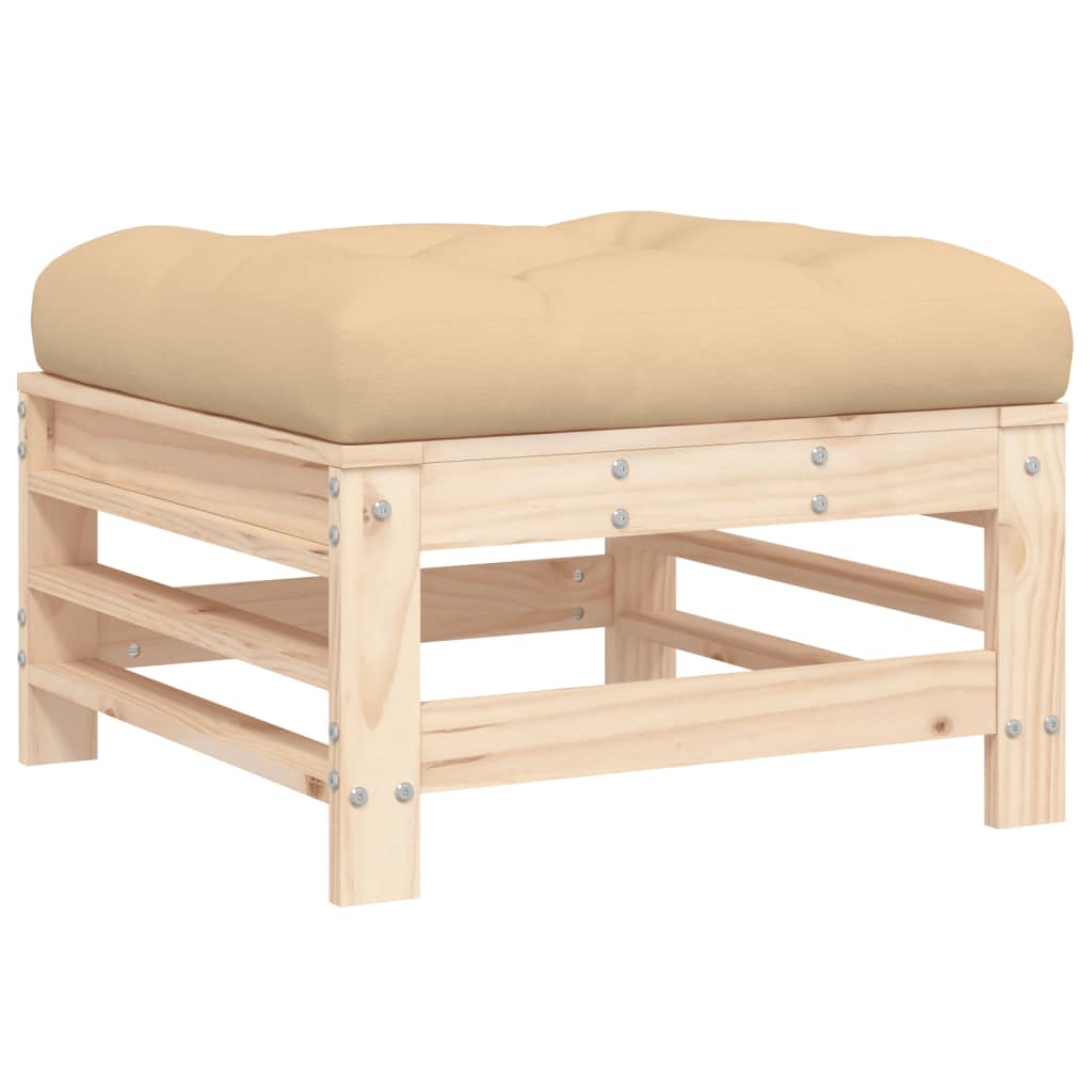 Outdoor stool with cushion, solid pine